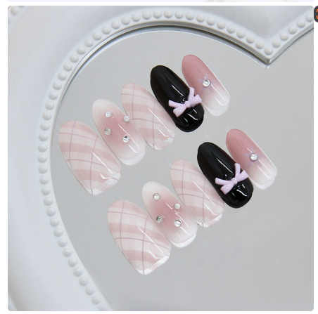 Pressed Flower Art - 10pcs/bag Press On Nails Bowknot Design