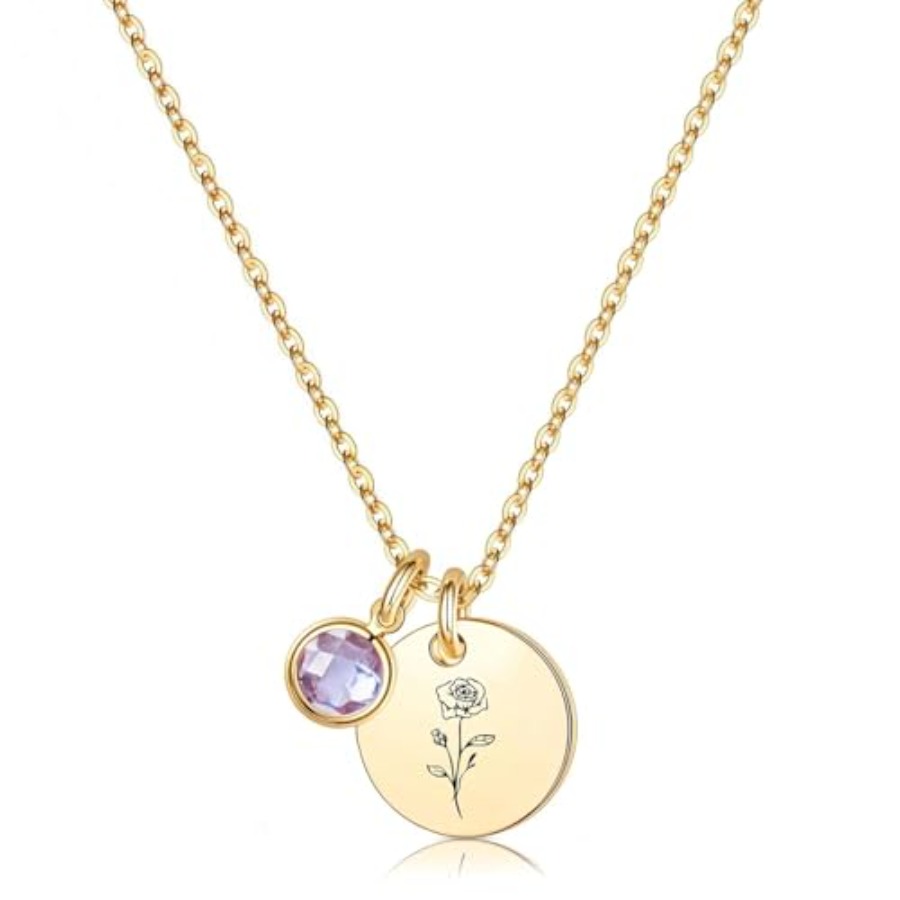 Birth Flower Necklace - Birth Flower Necklaces for Women, 18K
