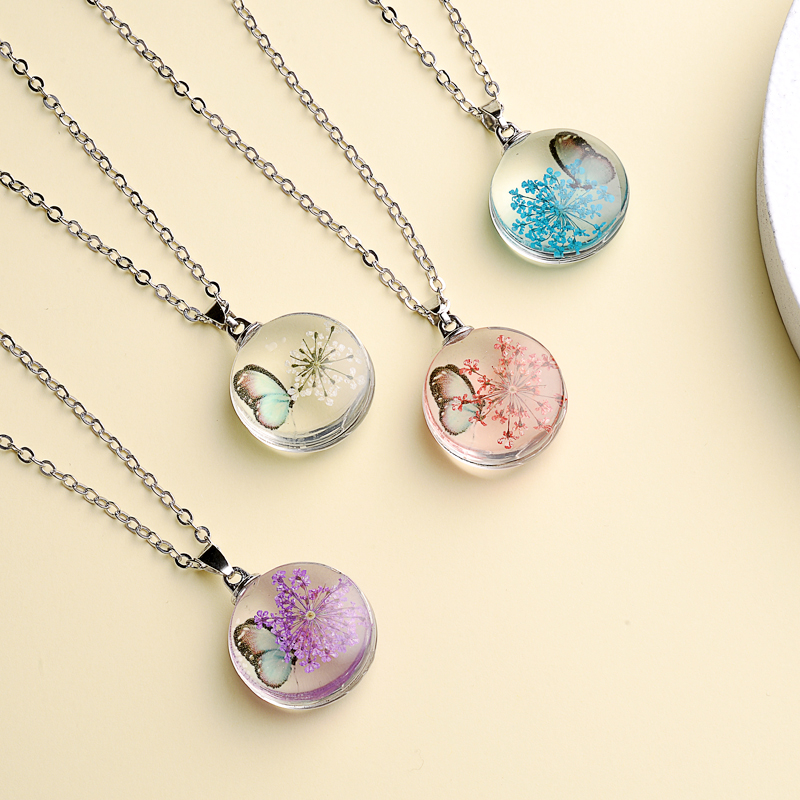 Fahion Glass Charm Real Dried  - Birth Flower Necklace review and price