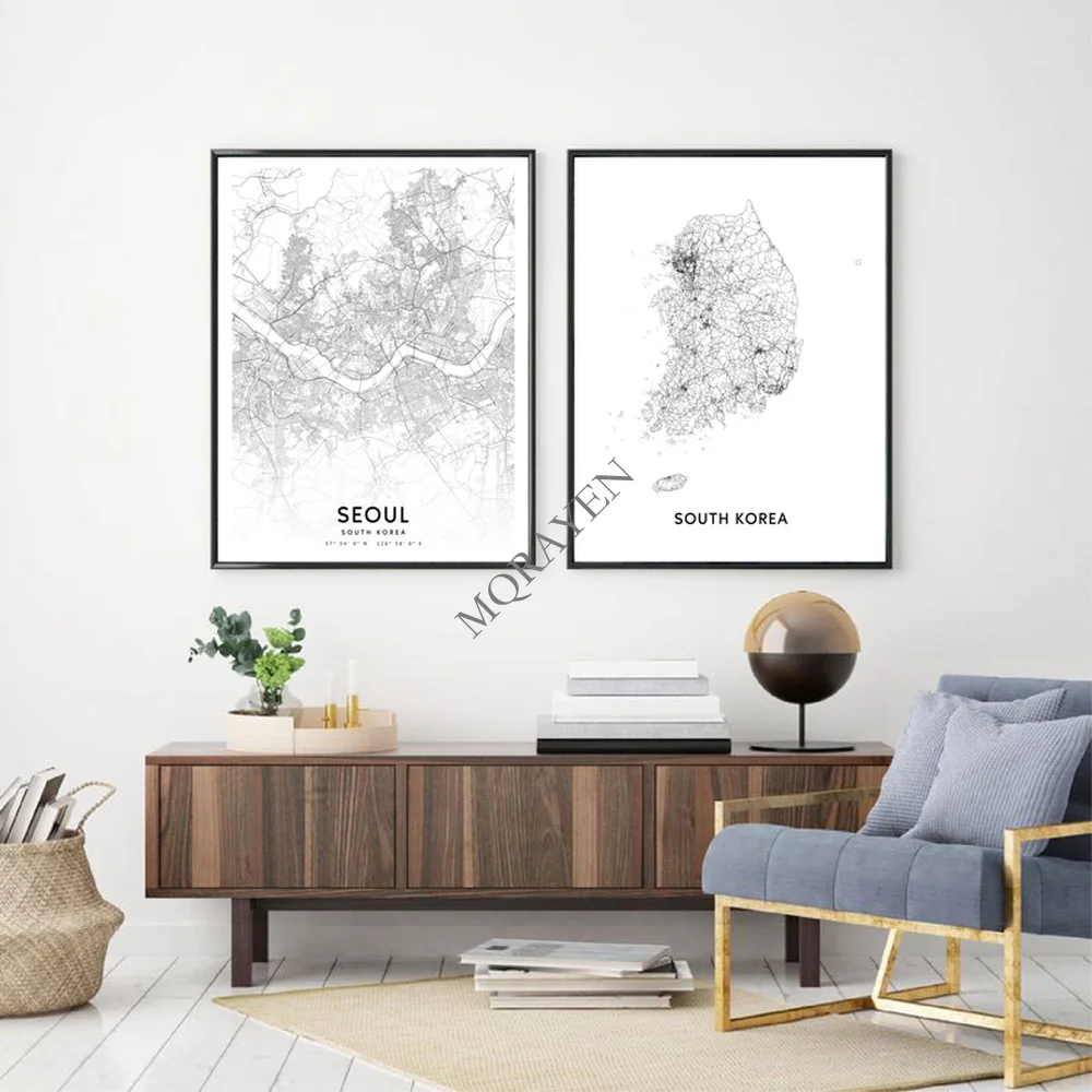 South Korea Map Black and Whit - Custom Star Map review and price