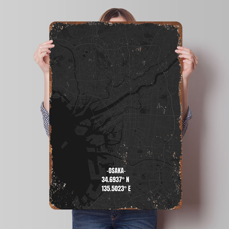 Osaka City Map Tinplate Poster - Custom Map Poster review and price