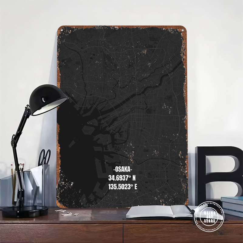 Osaka City Map Tinplate Poster - Custom Map Poster review and price