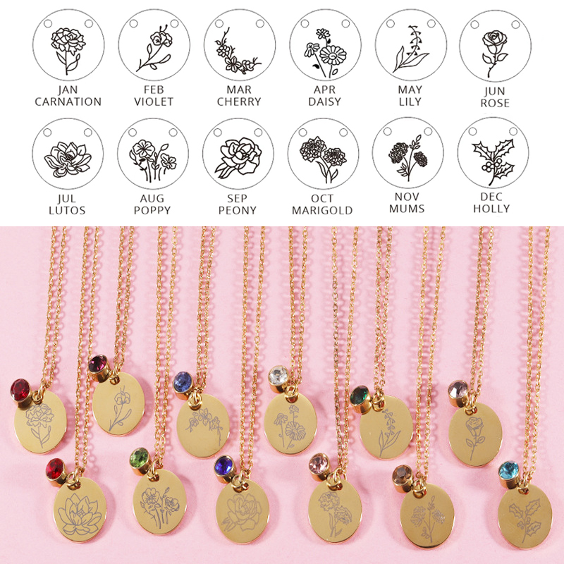 Crystal Birthstone Necklace fo - Birth Flower Necklace review and price
