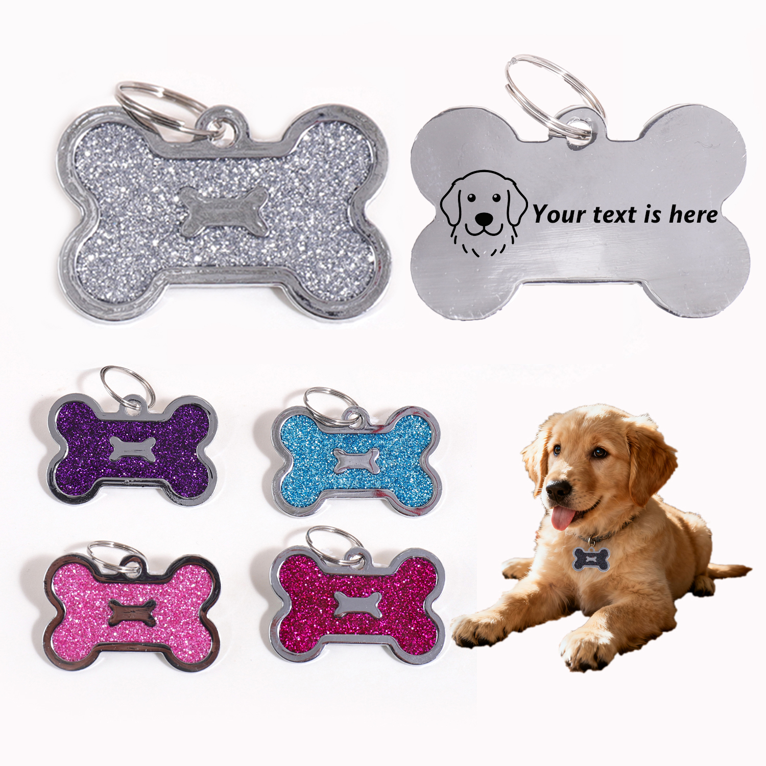 Glitter Custom Text Dog Tags C - Pet Portrait Custom review and price