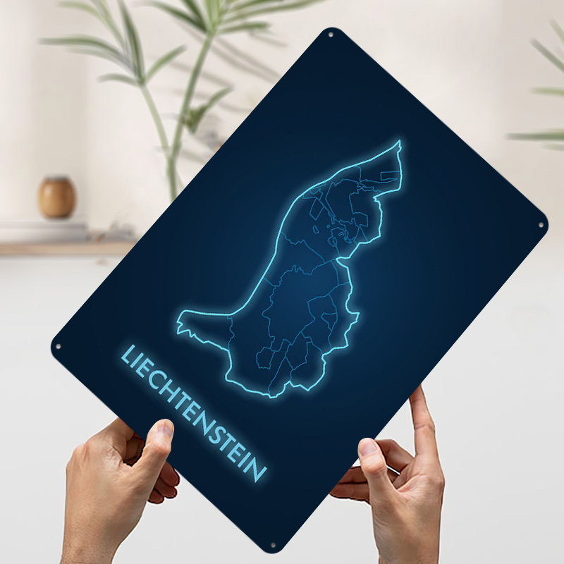 Liechtenstein Map Neon Blue Pr - Custom Map Poster review and price