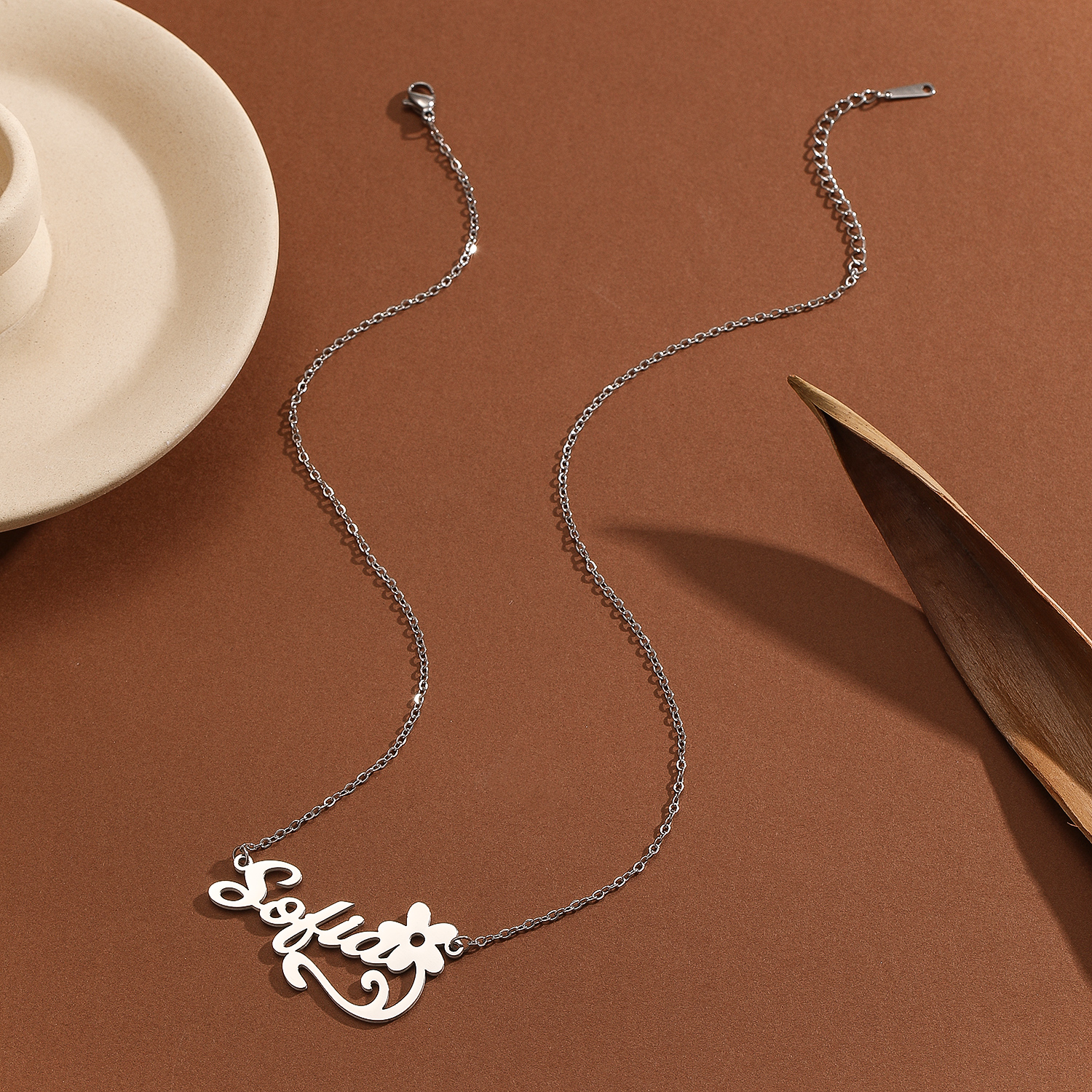 Stainless Steel Flower Letter  - Name Necklace Custom review and price